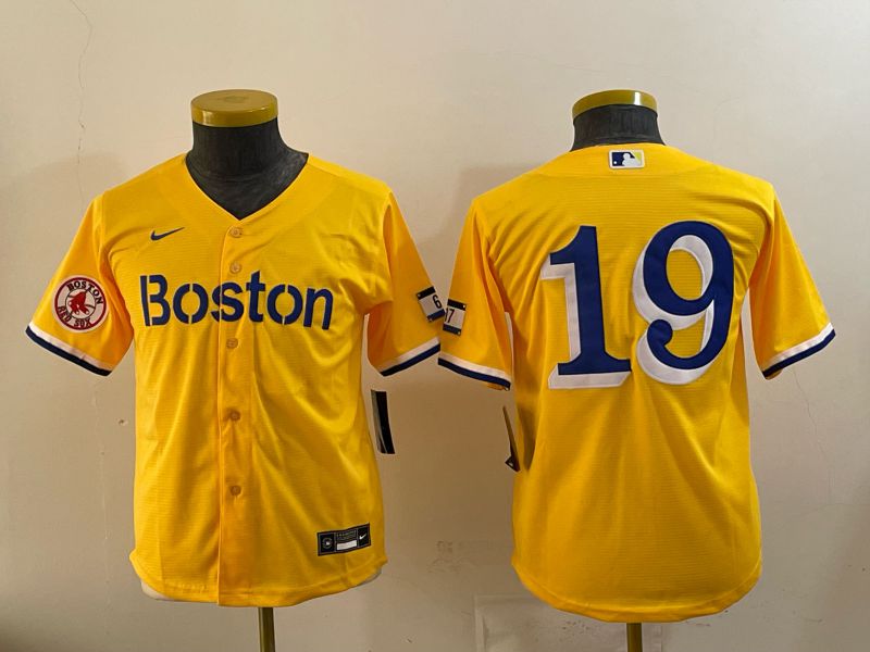 Youth 2025 Boston Red Sox #19 No Name Yellow City Edition Nike MLB Jersey style 06